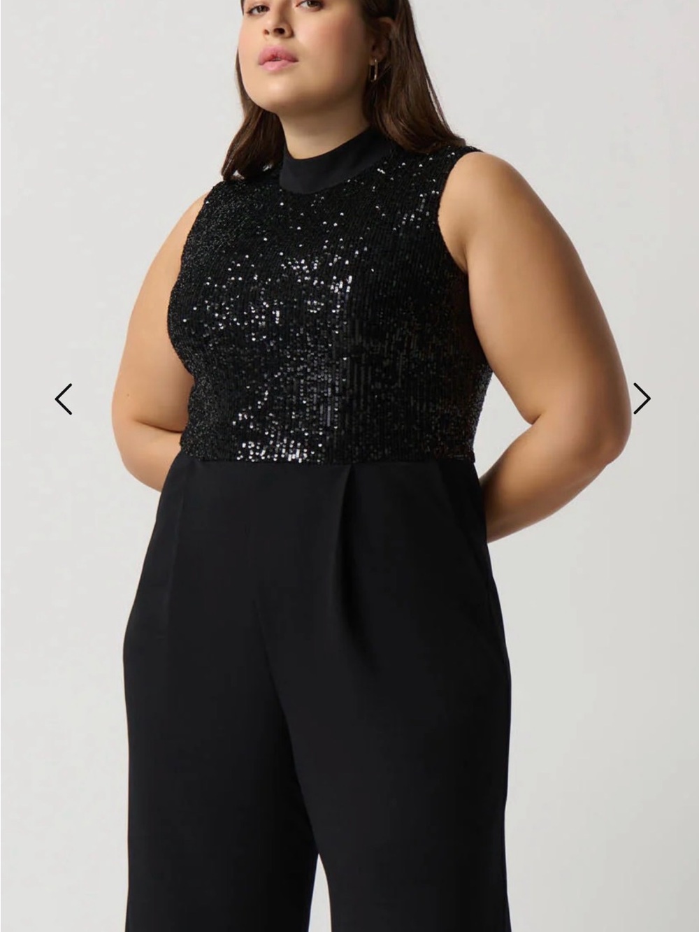 Joseph Ribkoff Black Sequin Bodice Sleeveless Jumpsuit